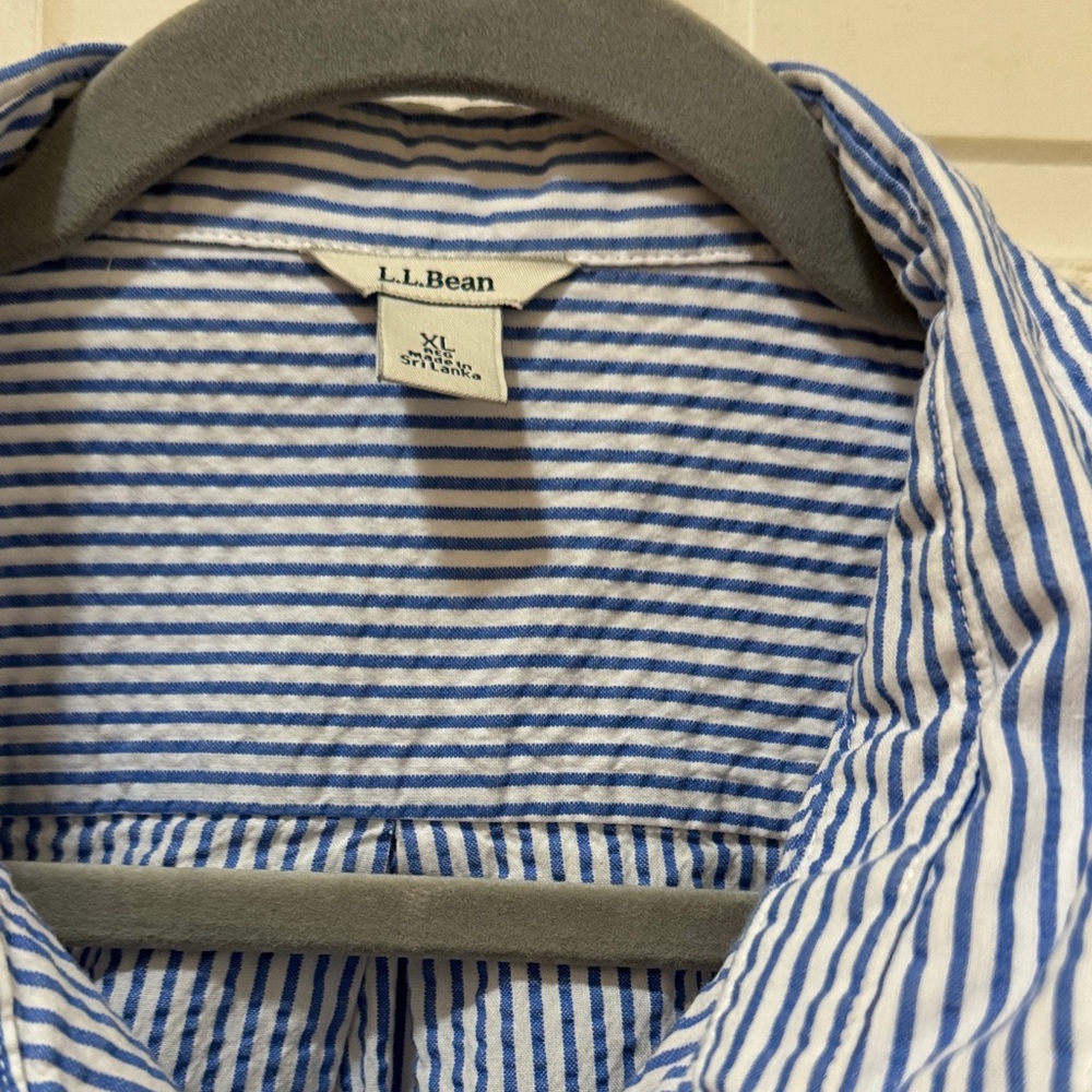 L.L. Bean Blue and White Striped Shirt - Picture 2 of 5